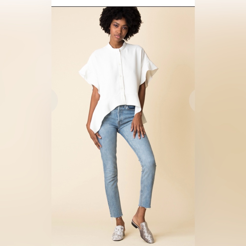 IRO Gaarpa Top Ivory Draped Asymmetrical Blouse size 2